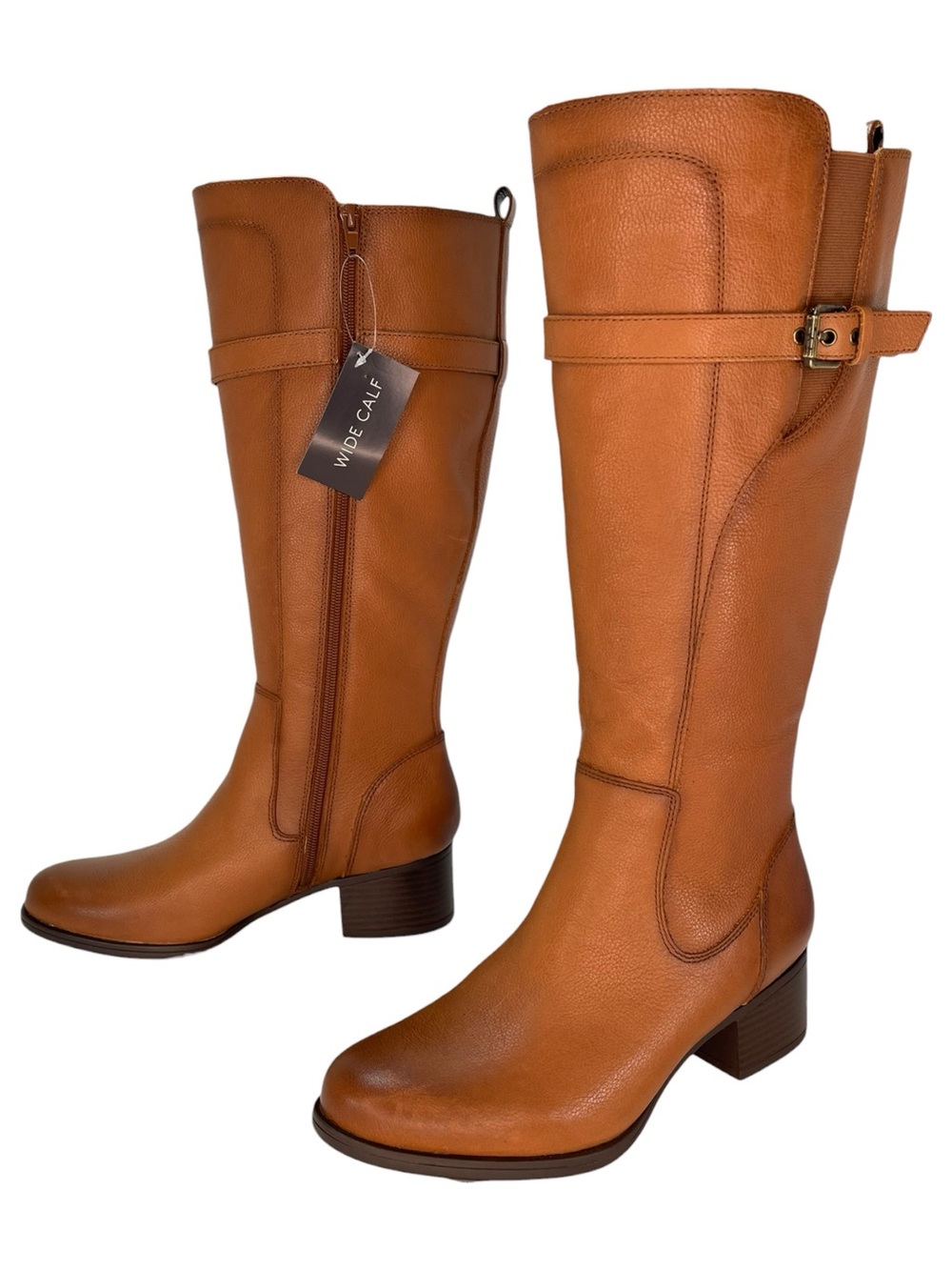 Naturalizer Tan Leather Knee-High Riding Boots - Picture 8 of 12